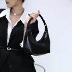 2023 New Women's One Shoulder Bag Half Moon Women Bag Female Fashion Split Leather Underarm Pouch