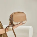 Retro Tofu Small Square Shoulder Bag Messenger Female Real Leather Flap Handbag 2023New Round Crossbody Shoulder Travel Tote Bag