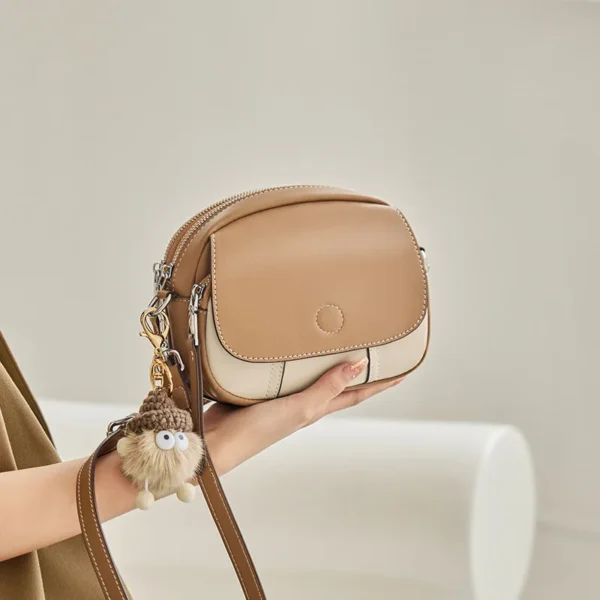 Retro Tofu Small Square Shoulder Bag Messenger Female Real Leather Flap Handbag 2023New Round Crossbody Shoulder Travel Tote Bag